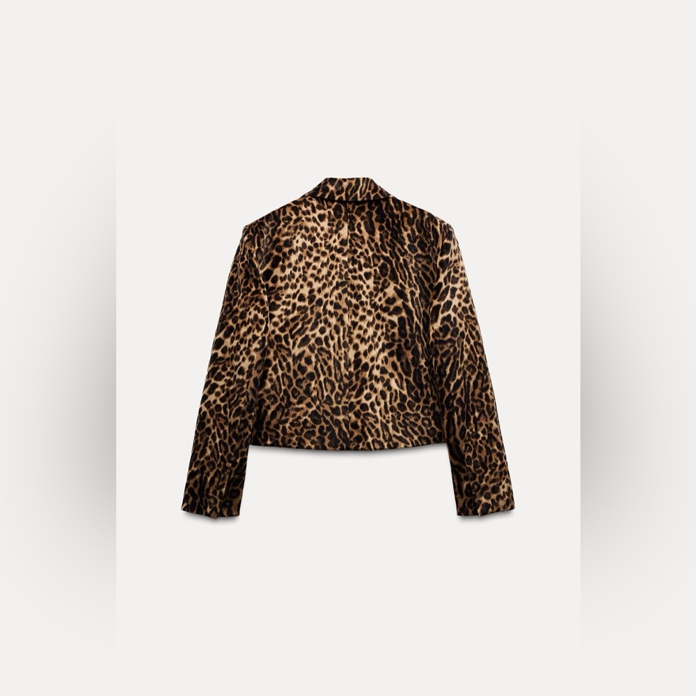 Zara brown blazer animal print velvet velour cheetah leopard suit jacket - Picture 15 of 15